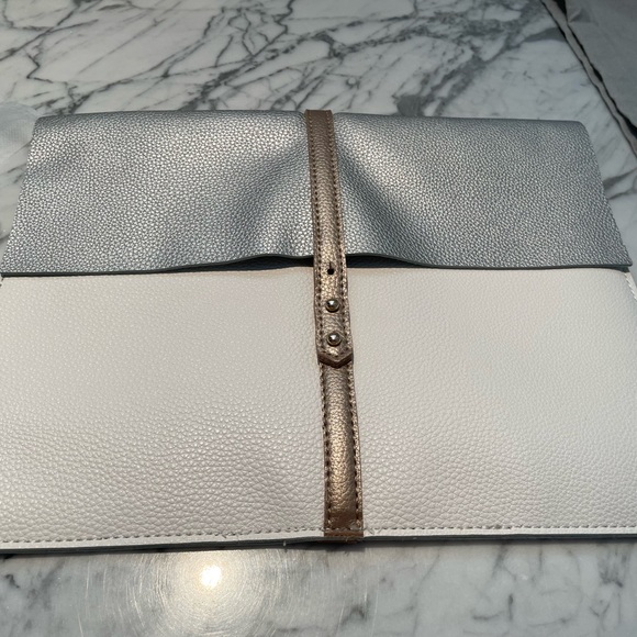 Saks Fifth Ave White Leather Clutch - Picture 3 of 7